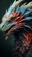 CloseUp Head of Mystical Epic MedievalInspired Poster with Vibrant Colors AI Generated photo