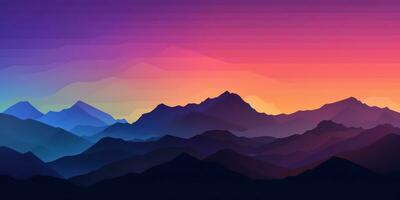 Pastel Yellow Abstract Landscape with Mountains and Evening Sky AI Generated photo