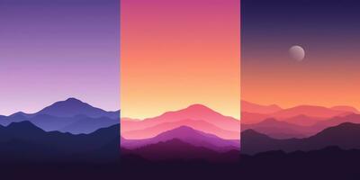 Abstract Landscape Wallpapers of Mountains and Evening Sky AI Generated photo