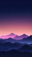 Colorful Abstract Landscape with Mountains and Evening Sky AI Generated photo