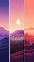 Soft Apricot Abstract Landscape with Mountains and Evening Sky AI Generated photo