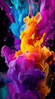 Vibrant Colored Paint Splash on Black Background AI Generated photo