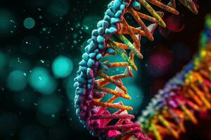 Colorful DNA Double Helix Illustrating Building Blocks of Life and Genetics AI Generated photo