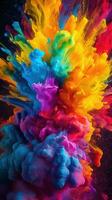 Vibrant Paint on Black Background Energetic and Bold Design AI Generated photo