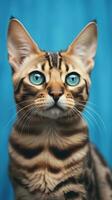 Cute Bengal Cat with Blue Eyes AI Generated photo