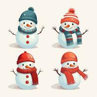 Cute Christmas Snowman Clipart Illustration on White Background AI Generated photo