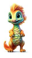 Adorable PixarStyle Full Body Chameleon on White Background AI Generated photo