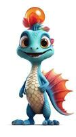 Adorable PixarStyle Full Body Chameleon on White Background AI Generated photo