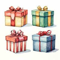 Cute Christmas Gifts Clipart Illustration on White Background AI Generated photo