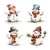 Cute Christmas Snowman Clipart Illustration on White Background AI Generated photo