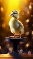 Adorable Duckling Singing a Ballad on Stage AI Generated photo