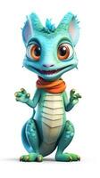 Cute Chameleon in Full Body Pixar Style on White Background AI Generated photo