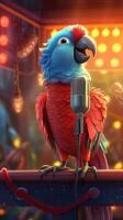 Cute Parrot Singing a Pop Song on Stage AI Generated photo