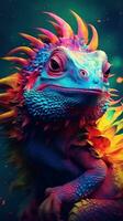 Cute Samurai Iguana with a Comic Style AI Generated photo