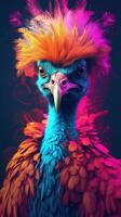 Cute Samurai Ostrich in Comic Style AI Generated photo