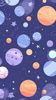 Cute Wallpaper for Space and Planets in Light Purple and Light Blue AI Generated photo