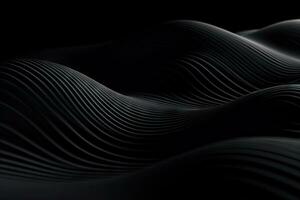 Dark Abstract Background with Black 3D Rippling Waves AI Generated photo