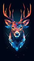 Abstract Deer on Dark Background AI Generated photo
