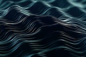 Dark Abstract Background with Black 3D Rippling Waves AI Generated photo