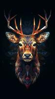 Abstract Deer on Dark Background Generative AI photo