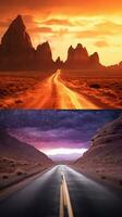 Transforming Landscape from Day to Night AI Generated photo