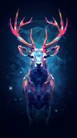 Low Poly Deer on Dark Background Generative AI photo