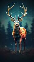 Low Poly Deer on Dark Background Generative AI photo