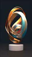 Modern Abstract Sculpture with Sleek Lines and Metallic Hues AI Generated photo