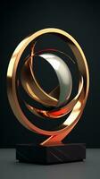 Modern Abstract Sculpture with Sleek Lines and Metallic Hues AI Generated photo