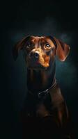 Dark Background with Dog in Bokeh Style AI Generated photo