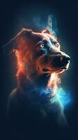 Double Exposure Dog on Dark Background Generative AI photo