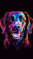 Neon Dog on Dark Background Generative AI photo