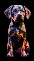 Stained Glass Dog on Dark Background Generative AI photo