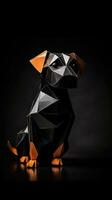 Origami Dog on Dark Background Generative AI photo