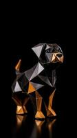 origami perro en oscuro antecedentes generativo ai foto