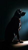 Silhouette of a Dog on Dark Background Generative AI photo