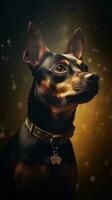 Vintage Dog on Dark Background Generative AI photo