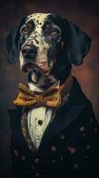 Vintage Dog on Dark Background AI Generated photo