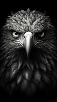 Majestic Black and White Eagle on Dark Background AI Generated photo