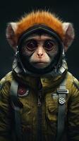 Edgy Tarsier Street Style Inspired Poster  Astronaut Wearing Trendy Urban Outfit AI Generated photo