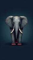 Illustrated Elephant on Dark Background Generative AI photo