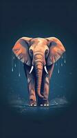 Illustrated Elephant on Dark Background Generative AI photo