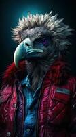 Edgy Vulture Street Style Inspired Poster  Astronaut Wearing Trendy Urban Outfit AI Generated photo