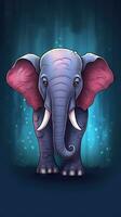 Illustrated Elephant on Dark Background Generative AI photo