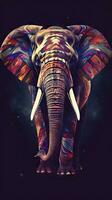 Majestic Elephant in Grungeon Style on Dark Background Generative AI photo