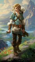 Epic Dynamic Animated Full Body Character Portrait  Legend of Zelda Breath of the Wild  Tranquil AI Generated photo