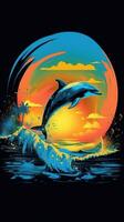 Dynamic Silhouette of Dolphin in Tropical Ocean AI Generated photo