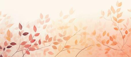 Fall Colors Watercolor Background with Leaves and Branch AI Generated photo