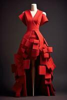 Stylish Cubic Red Dress for Fashion Design AI Generated photo