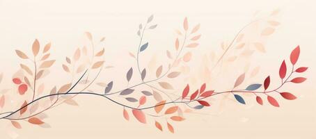 Fall Colors Watercolor Background with Leaves and Branch AI Generated photo